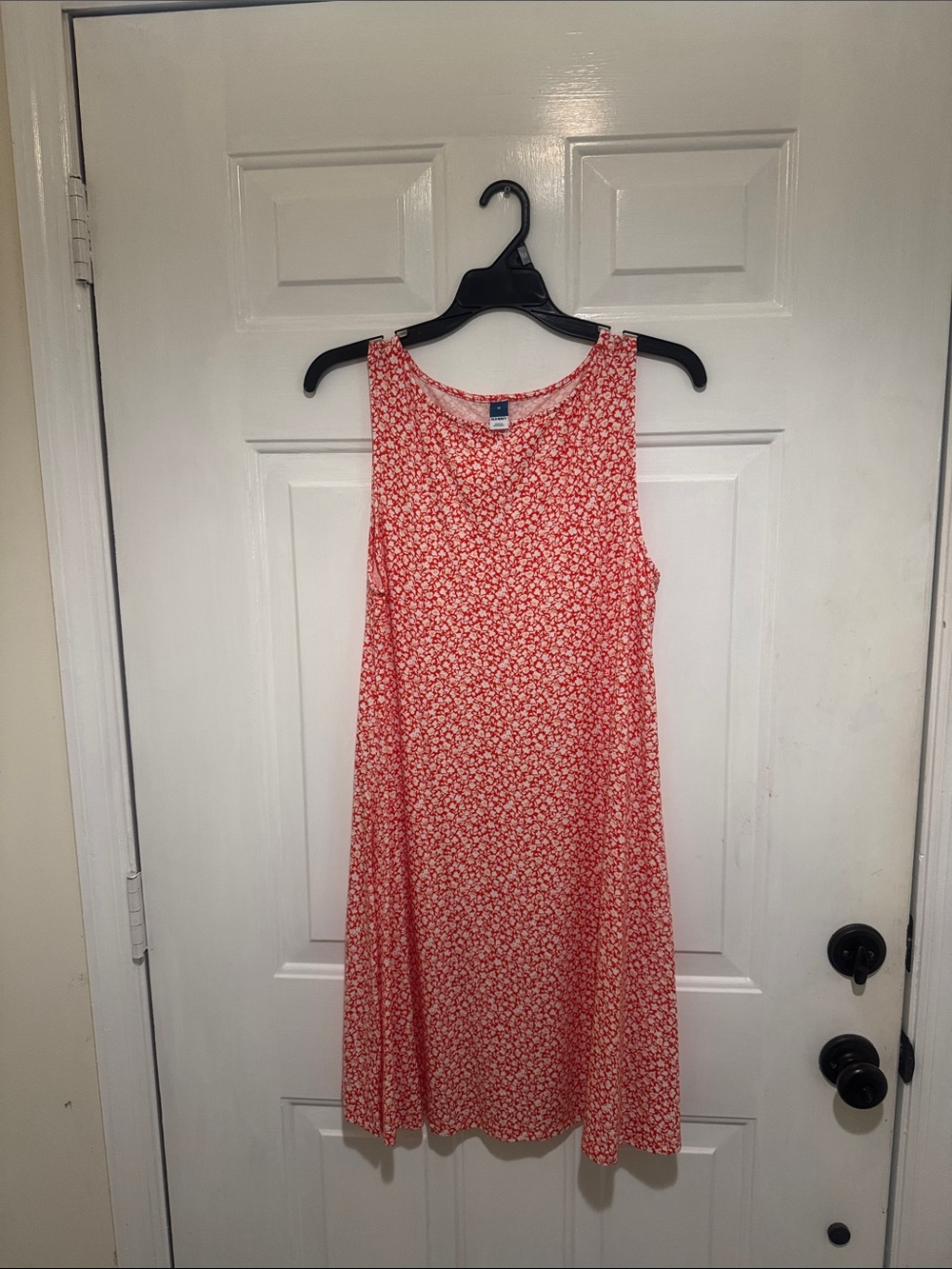 Old Navy Orange Floral Sleeveless Midi Swing Dress